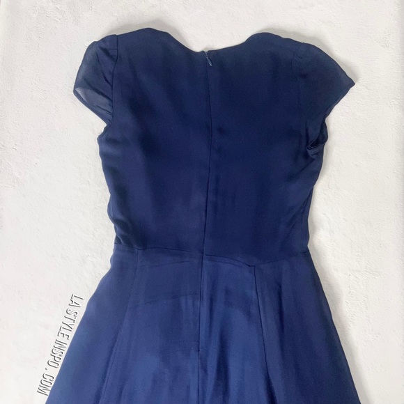 Reformation Silk Dress V Neck Blue Navy Size Medium - Picture 5 of 7